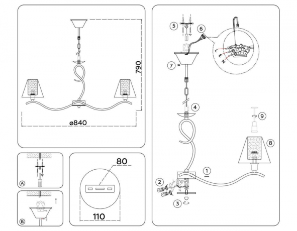 Подвесная люстра Ambrella Light High Light Modern LH57093 
