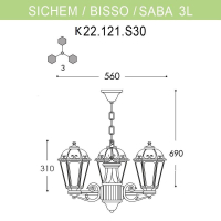 K22.120.S30.BYF1R Уличный подвесной светильник Fumagalli Sichem/Saba 3L