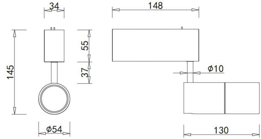 Трековый светильник 10W 4000К для магнитного шинопровода Heck Donolux Dl18789/01M Black 4000K 