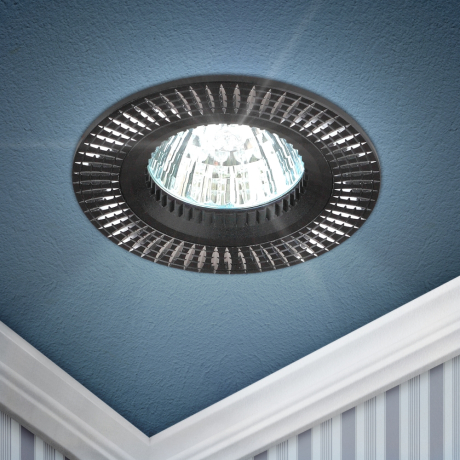 Встраиваемый светильник алюминиевый ЭРА  KL32 AL/BK/1 MR16 12V 50W черный серебро Б0049563 