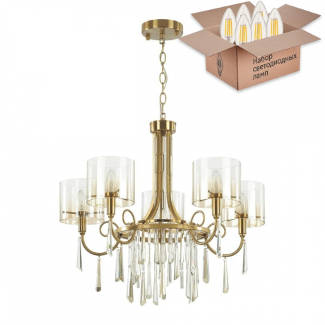 Подвесная люстра Odeon Nicole с лампочками 4886/5+Lamps E14 Свеча 