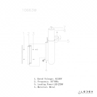Нарушена упаковка!  <395753> Настенный светильник iLedex SONOS 10663W-25W-3000K BRASS&amp;WHITE