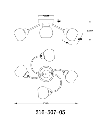 Потолочная люстра с лампочками Velante 216-507-05+Lamps 