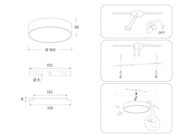 Накладной светодиодный светильник Ambrella light ORBITAL Air AlumFV5515 