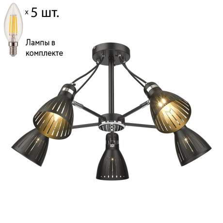 Люстра на штанге с лампочками Velante 219-023-05+Lamps 