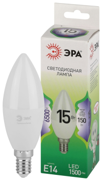Лампочка светодиодная ЭРА GREEN LINE LED B35-15W-865-E14 GL E14 15 Вт свеча холодный свет Б0067091