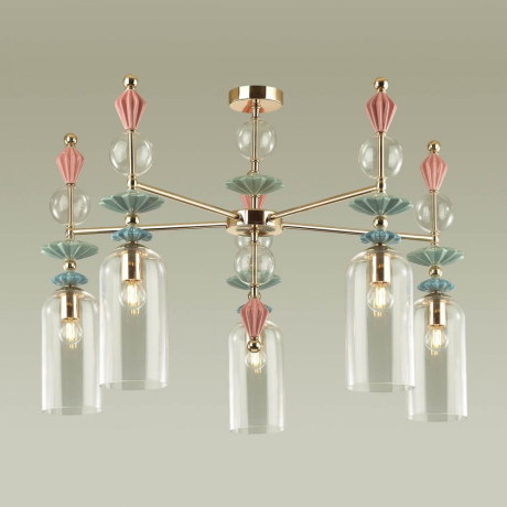 Люстра на штанге со светодиодными лампочками E14, комплект от Lustrof. №277460-624564 